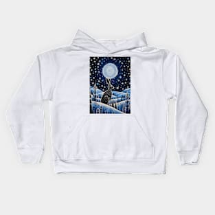 Moonlit Reverie: The Hare's Serenity Kids Hoodie